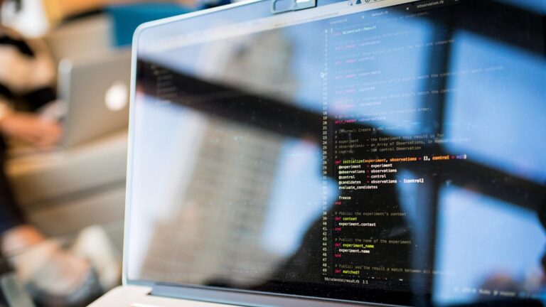 Developer screen with code