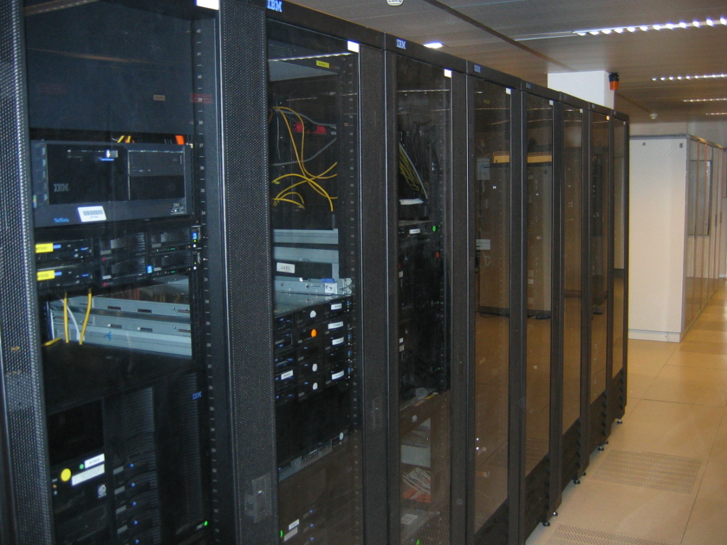 Server racks in a datacenter used for VPS migration planning